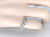 Witgouden dubbele ring met een briljant geslepen diamant - afbeelding 2 van  7