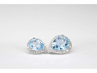 Witgouden entourage hanger bezet met topaas en diamanten, excl. ketting - afbeelding 5 van  8