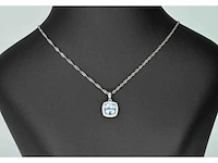 Witgouden entourage hanger bezet met topaas en diamanten, excl. ketting - afbeelding 3 van  8