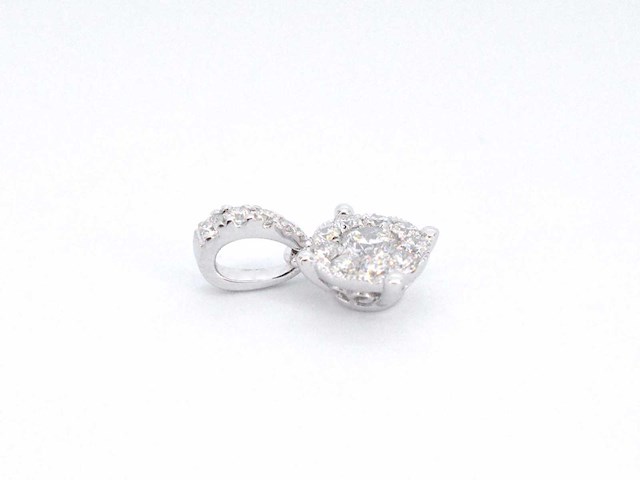 Witgouden entourage hanger met briljant diamanten - afbeelding 3 van  4
