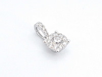 Witgouden entourage hanger met briljant geslepen diamanten, excl. ketting - afbeelding 5 van  9