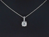 Witgouden entourage hanger met briljant geslepen diamanten, excl. ketting - afbeelding 2 van  9