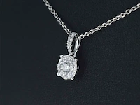 Witgouden entourage hanger met briljant geslepen diamanten, excl. ketting - afbeelding 3 van  9