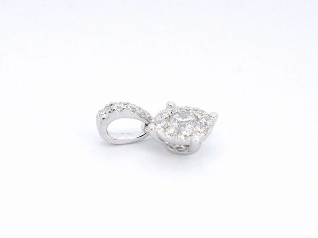 Witgouden entourage hanger met briljant geslepen diamanten, excl. ketting - afbeelding 6 van  9