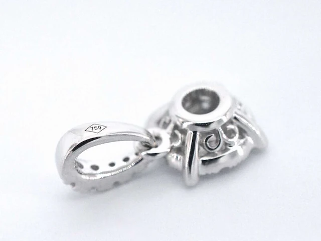 Witgouden entourage hanger met briljant geslepen diamanten, excl. ketting - afbeelding 7 van  9