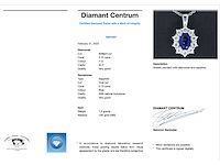 Witgouden entourage hanger met diamanten en saffier - afbeelding 3 van  7