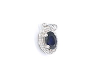 Witgouden entourage hanger met diamanten en saffier - afbeelding 4 van  7