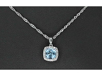 Witgouden entourage hanger topaas en diamanten - afbeelding 2 van  7