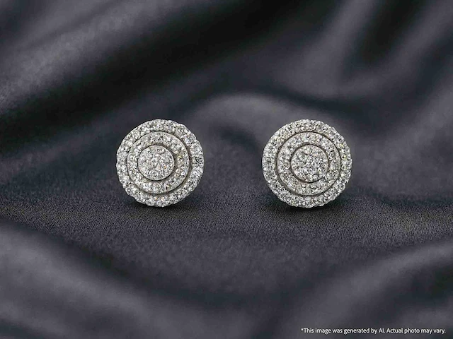 Witgouden entourage oorbellen diamant 0.20 ct - afbeelding 4 van  10