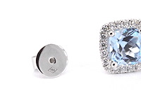 Witgouden entourage oorbellen grote topazen en diamanten - afbeelding 8 van  8