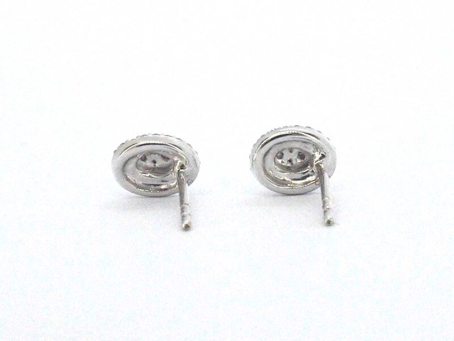 Witgouden entourage oorbellen met diamant - afbeelding 5 van  8