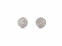 Witgouden entourage oorbellen met diamant