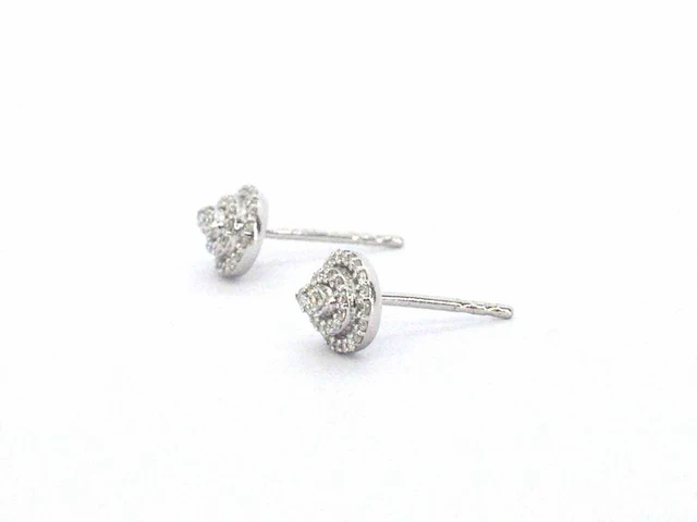 Witgouden entourage oorbellen met diamant - afbeelding 4 van  8