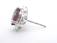 Witgouden entourage oorbellen met diamanten en robijn - afbeelding 8 van  9