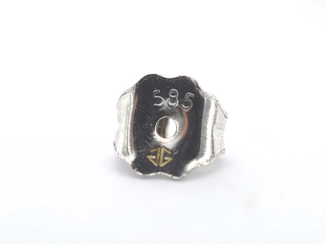 Witgouden entourage oorbellen met diamanten en saffier - afbeelding 7 van  9