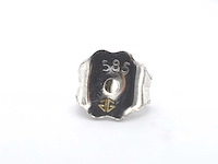 Witgouden entourage oorbellen met diamanten en saffier - afbeelding 7 van  9