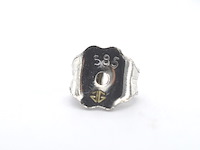 Witgouden entourage oorbellen met diamanten en saffier - afbeelding 7 van  10