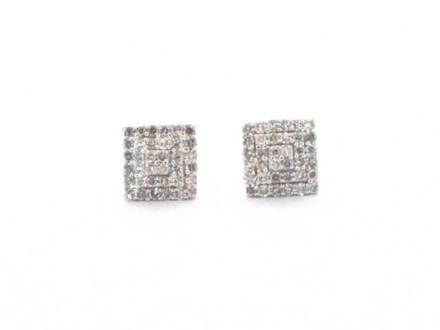 Witgouden entourage oorbellen met diamanten - afbeelding 1 van  5