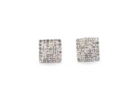 Witgouden entourage oorbellen met diamanten