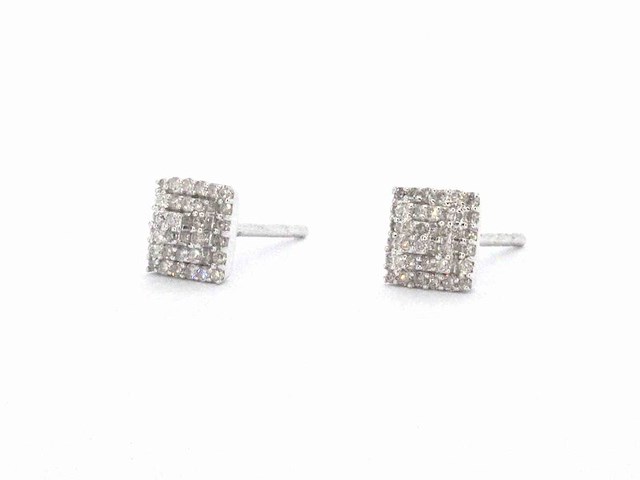 Witgouden entourage oorbellen met diamanten - afbeelding 3 van  8