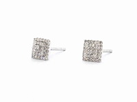 Witgouden entourage oorbellen met diamanten - afbeelding 3 van  8