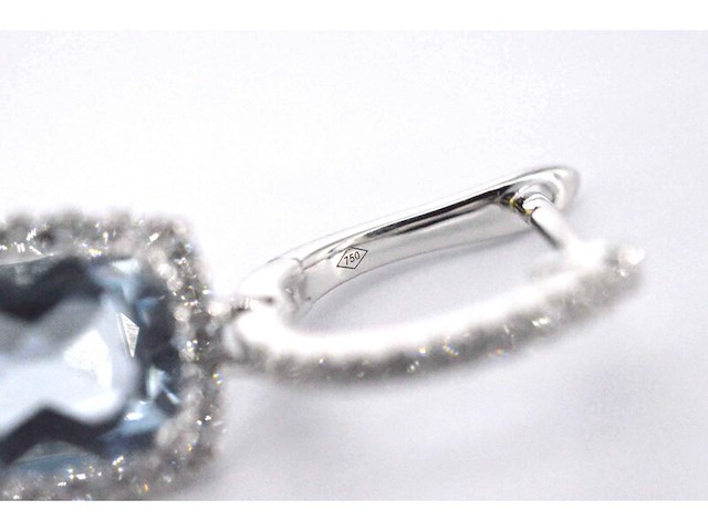 Witgouden entourage oorbellen met grote topazen en diamanten - afbeelding 7 van  9