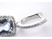 Witgouden entourage oorbellen met grote topazen en diamanten - afbeelding 7 van  9