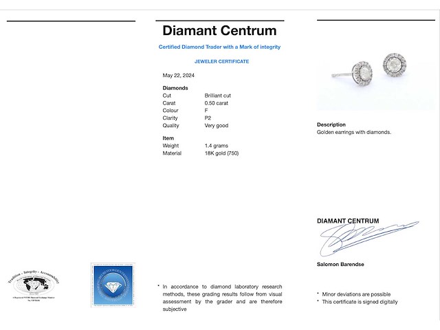 Witgouden entourage oorbellen milky diamanten - afbeelding 3 van  7