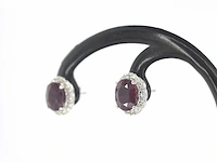 Witgouden entourage oorbellen robijn 0.40 ct - afbeelding 1 van  9