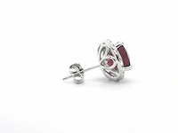 Witgouden entourage oorbellen robijn 0.40 ct - afbeelding 3 van  9