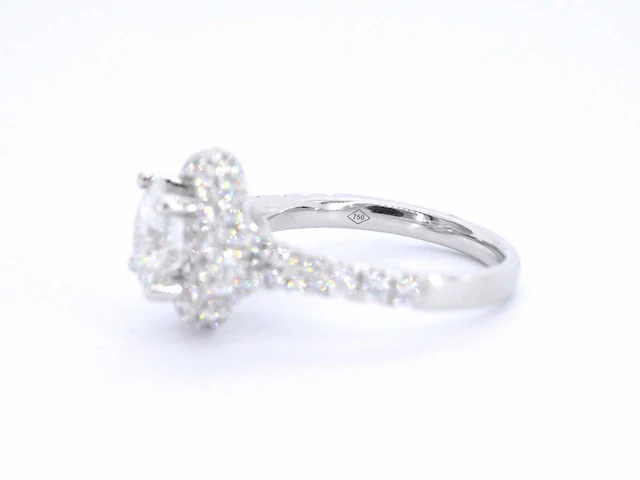 Witgouden entourage ring briljant 2.00 ct - afbeelding 2 van  10