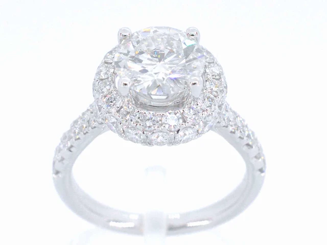 Witgouden entourage ring briljant 2.00 ct - afbeelding 1 van  10