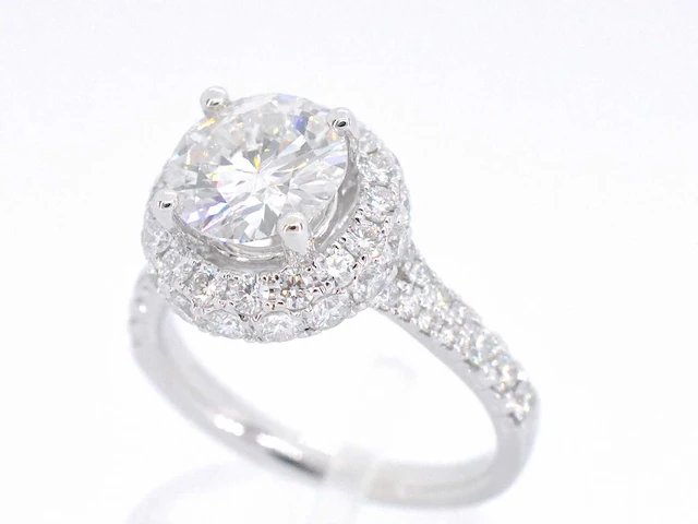 Witgouden entourage ring briljant 2.00 ct - afbeelding 5 van  10