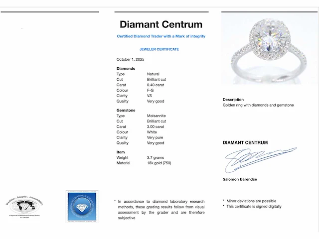 Witgouden entourage ring diamant ovaal briljant - afbeelding 4 van  10