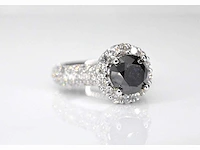 Witgouden entourage ring diamant zwart - afbeelding 4 van  7