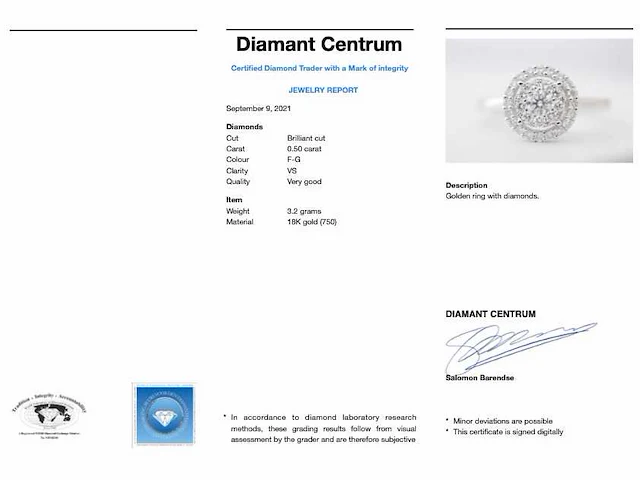 Witgouden entourage ring diamant - afbeelding 2 van  10