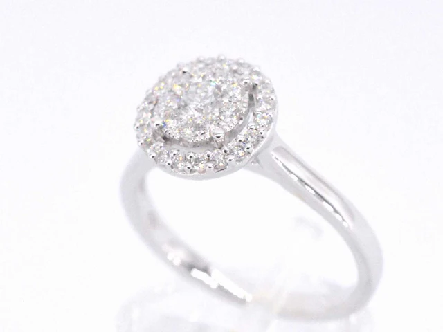 Witgouden entourage ring diamant - afbeelding 4 van  10