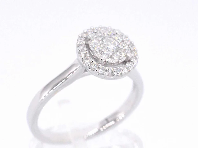 Witgouden entourage ring diamant - afbeelding 5 van  10