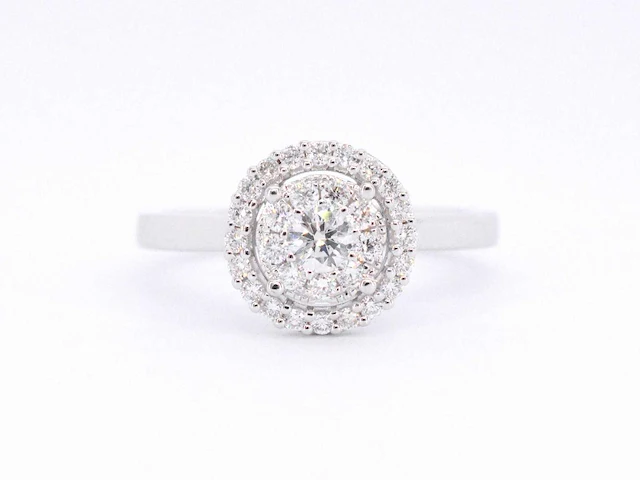 Witgouden entourage ring diamant - afbeelding 7 van  10
