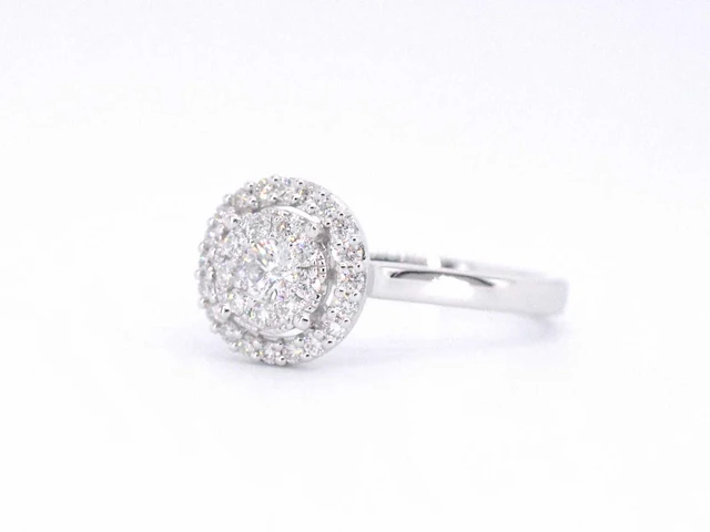 Witgouden entourage ring diamant - afbeelding 9 van  10