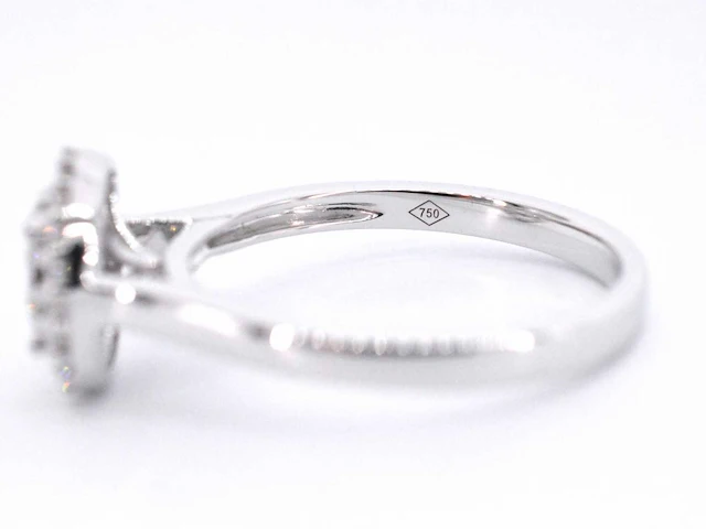 Witgouden entourage ring diamant - afbeelding 10 van  10