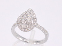 Witgouden entourage ring diamanten pear shape - afbeelding 6 van  11