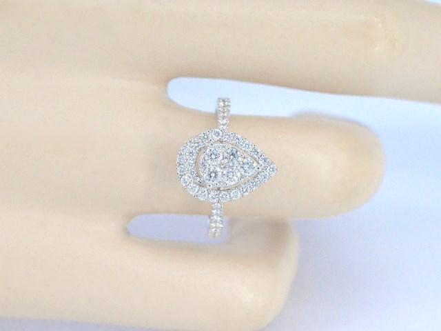 Witgouden entourage ring diamanten pear shape - afbeelding 4 van  11