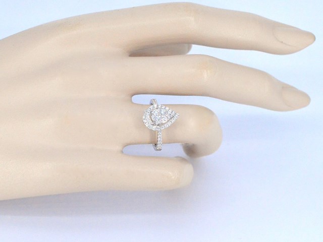 Witgouden entourage ring diamanten pear shape - afbeelding 5 van  11