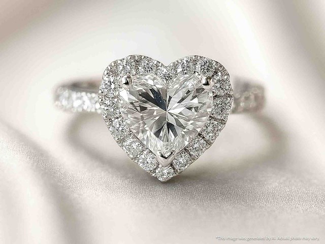 Witgouden entourage ring hartvorm diamant 2.00 carat - afbeelding 2 van  11