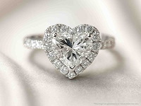 Witgouden entourage ring hartvorm diamant 2.00 carat - afbeelding 2 van  11