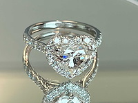 Witgouden entourage ring hartvorm diamant 2.00 carat - afbeelding 6 van  11