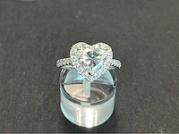 Witgouden entourage ring hartvorm diamant 2.00 carat - afbeelding 8 van  11