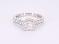 Witgouden entourage ring met briljant geslepen diamanten 1.00 carat - afbeelding 8 van  11