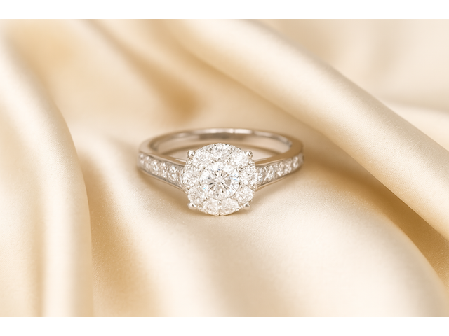 Witgouden entourage ring met briljant geslepen diamanten 1.00 carat - afbeelding 3 van  10